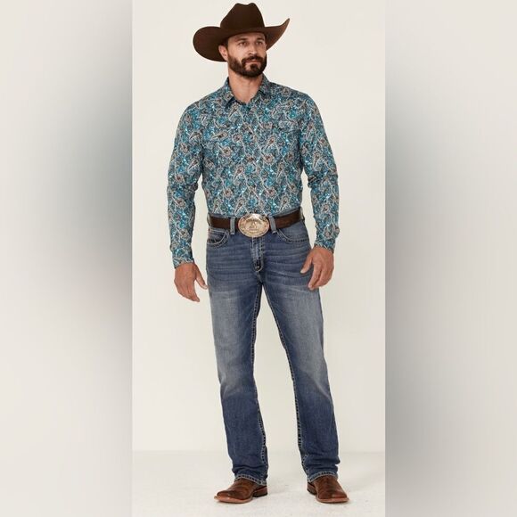Cody James Refresh Large Paisley Print Long Sleeve Snap Western Shirt sz 2XL - Picture 1 of 10